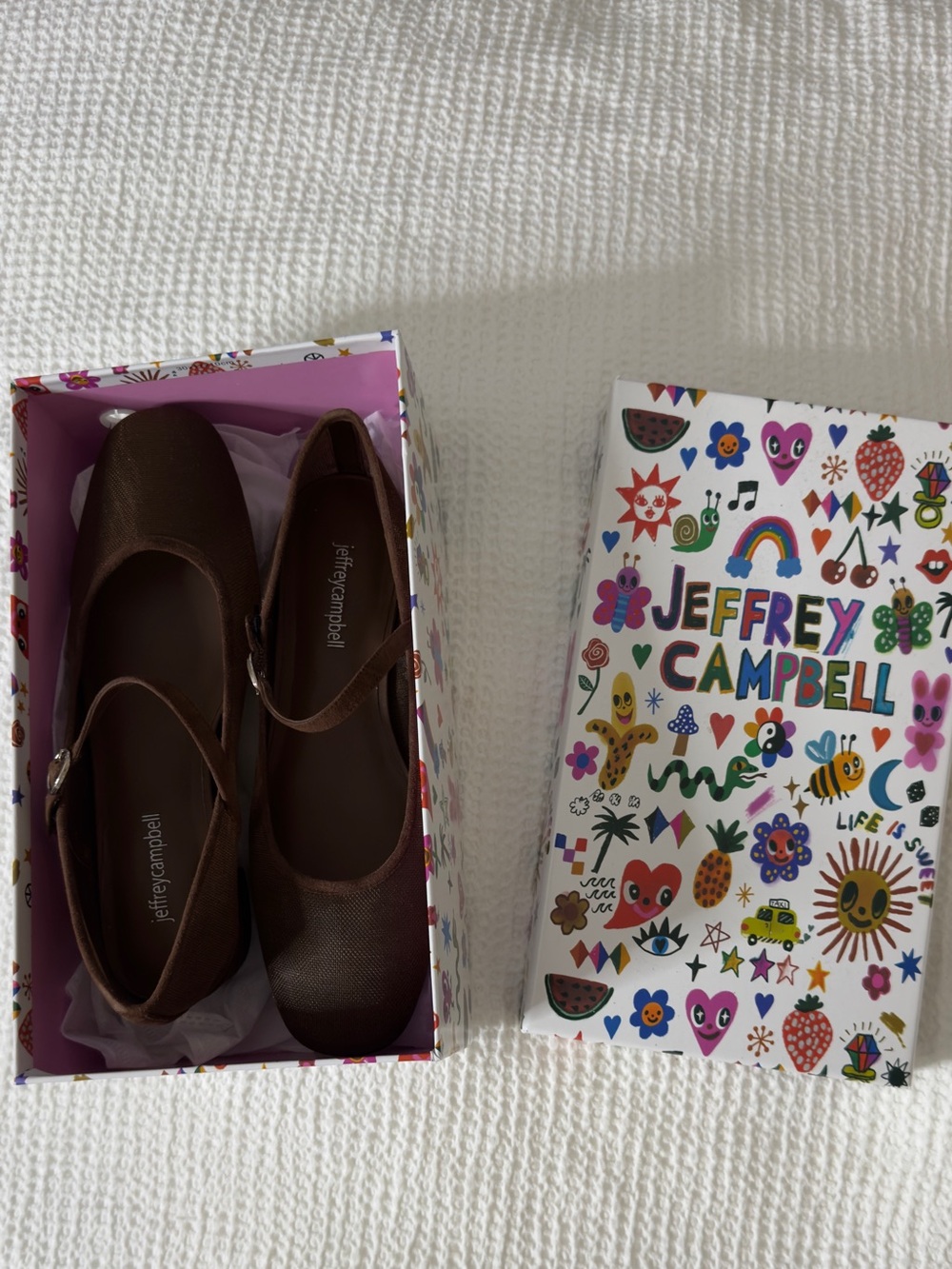 Jeffrey Campbell Brown Textured Mary Jane Flats